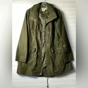 MICHAEL Michael Kors Large Full Zip Hooded Hunter Green/Gold' Jacket Woman's